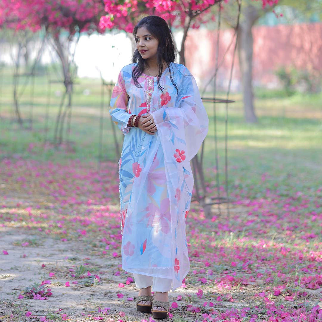 Pahnawaa Floral Mist Printed Suit Set