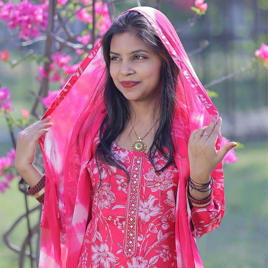 Pahnawaa Scarlet Bloom Floral Suit Set
