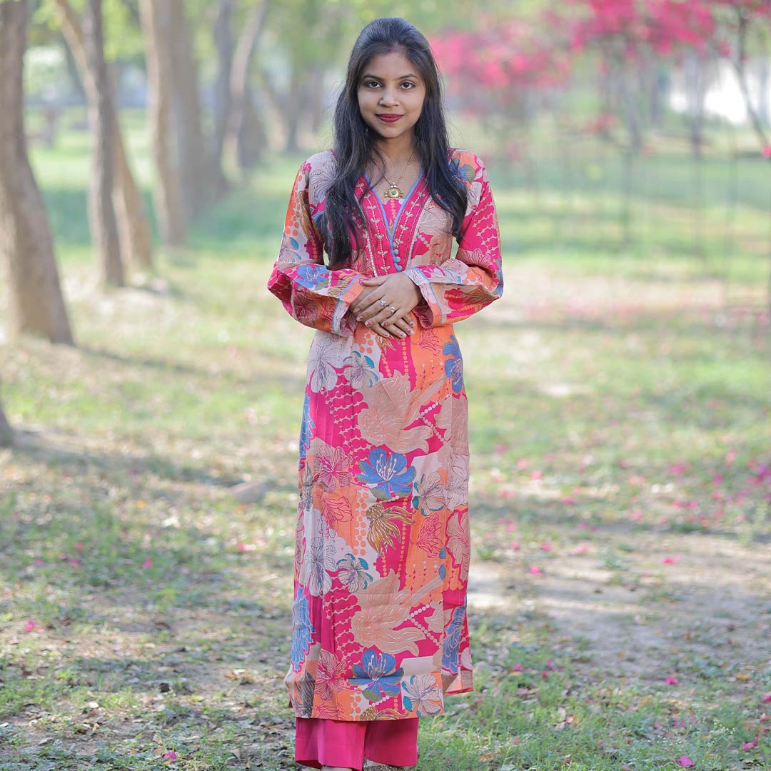 Pahnawaa Bold Bloom Printed Kurta Set