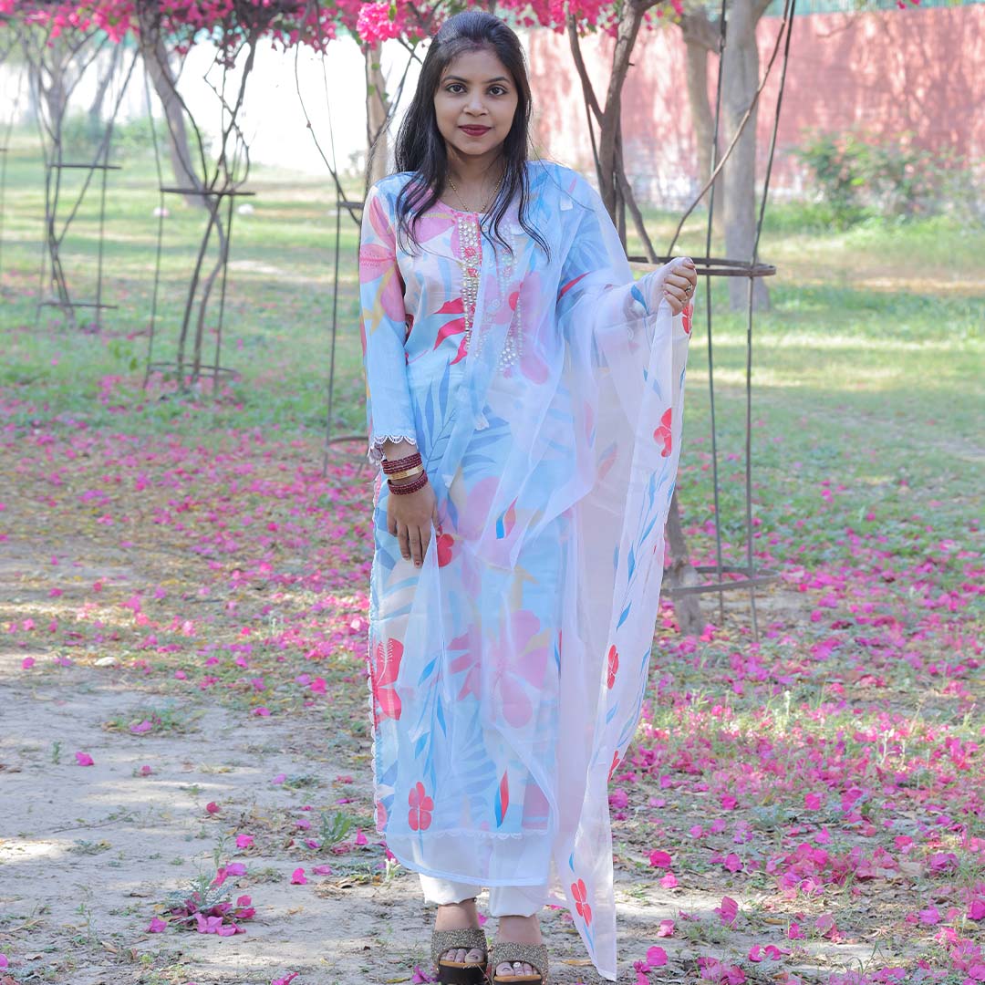 Pahnawaa Floral Mist Printed Suit Set