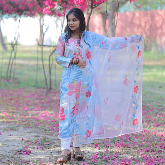 Pahnawaa Floral Mist Printed Suit Set