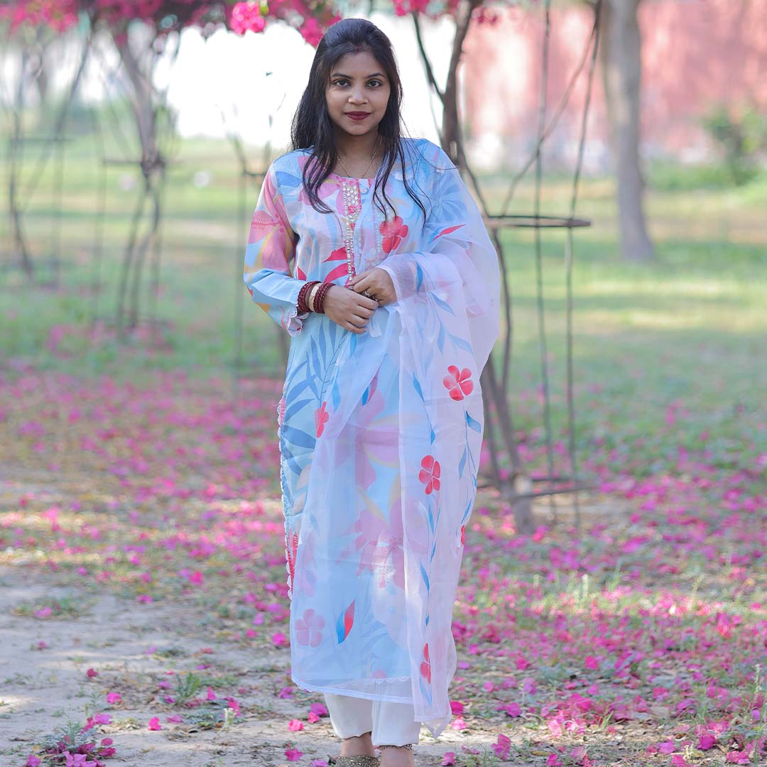 Pahnawaa Floral Mist Printed Suit Set