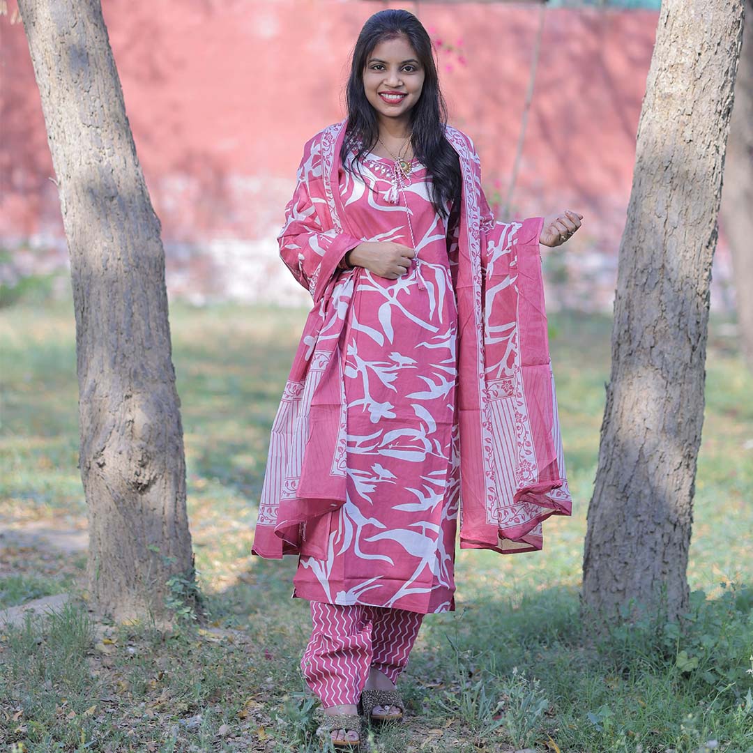 Pahnawaa Rosewood Handblock Print Suit Set
