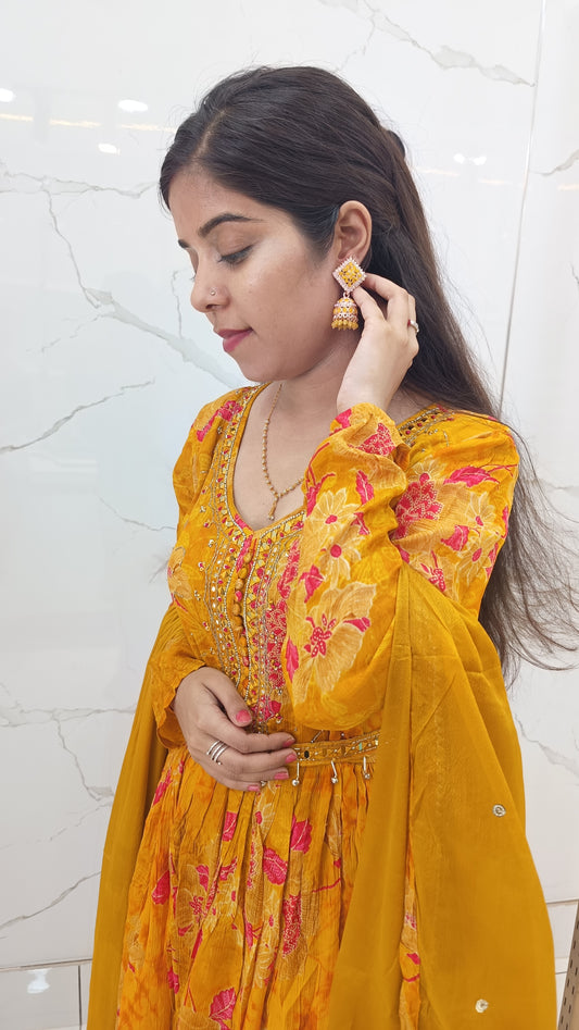 Women’s Yellow Anarkali Dress