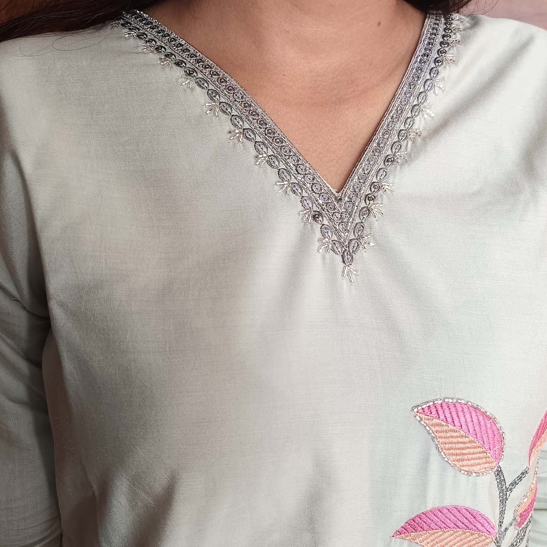 Bottle Gourd Pure Cotton Suit with Heavy Embroidery Work & Dupatta Set