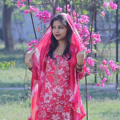 Pahnawaa Scarlet Bloom Floral Suit Set