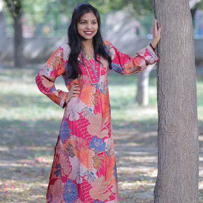 Pahnawaa Bold Bloom Printed Kurta Set