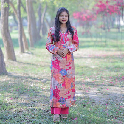 Pahnawaa Bold Bloom Printed Kurta Set