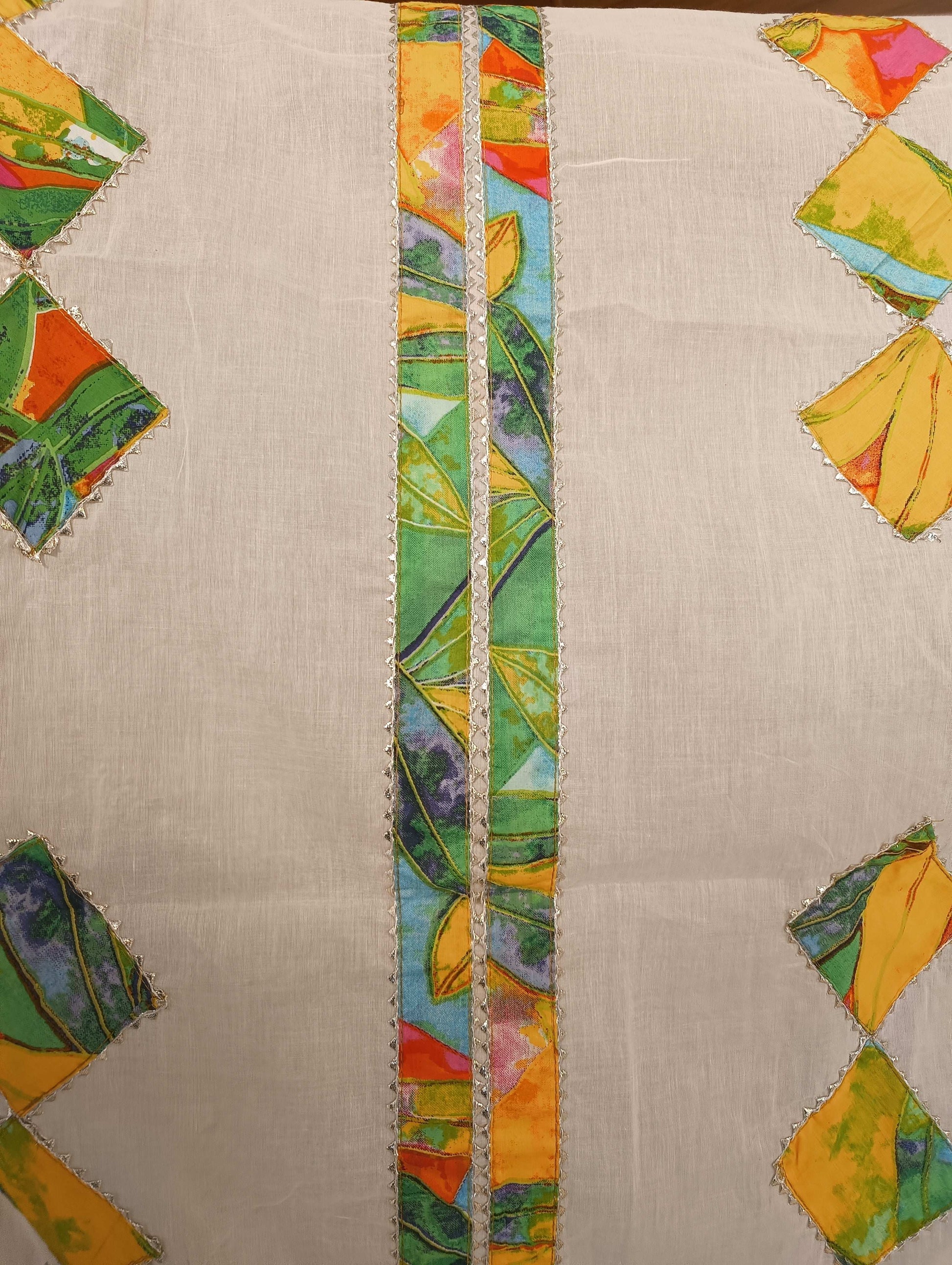 Pahnawaaa White Multicolor Printed Suit with Work