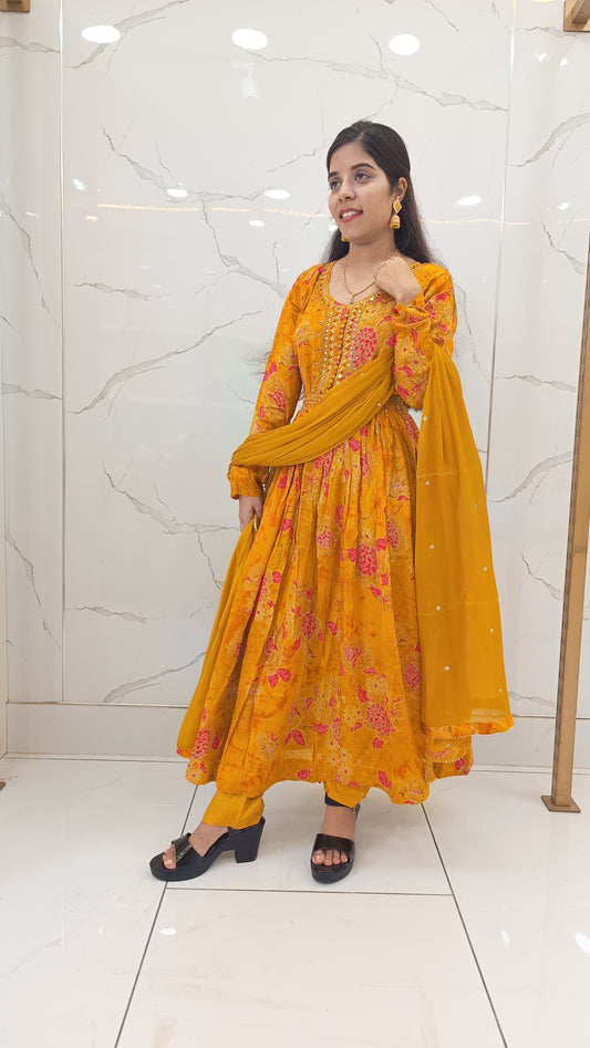 Women’s Yellow Anarkali Dress