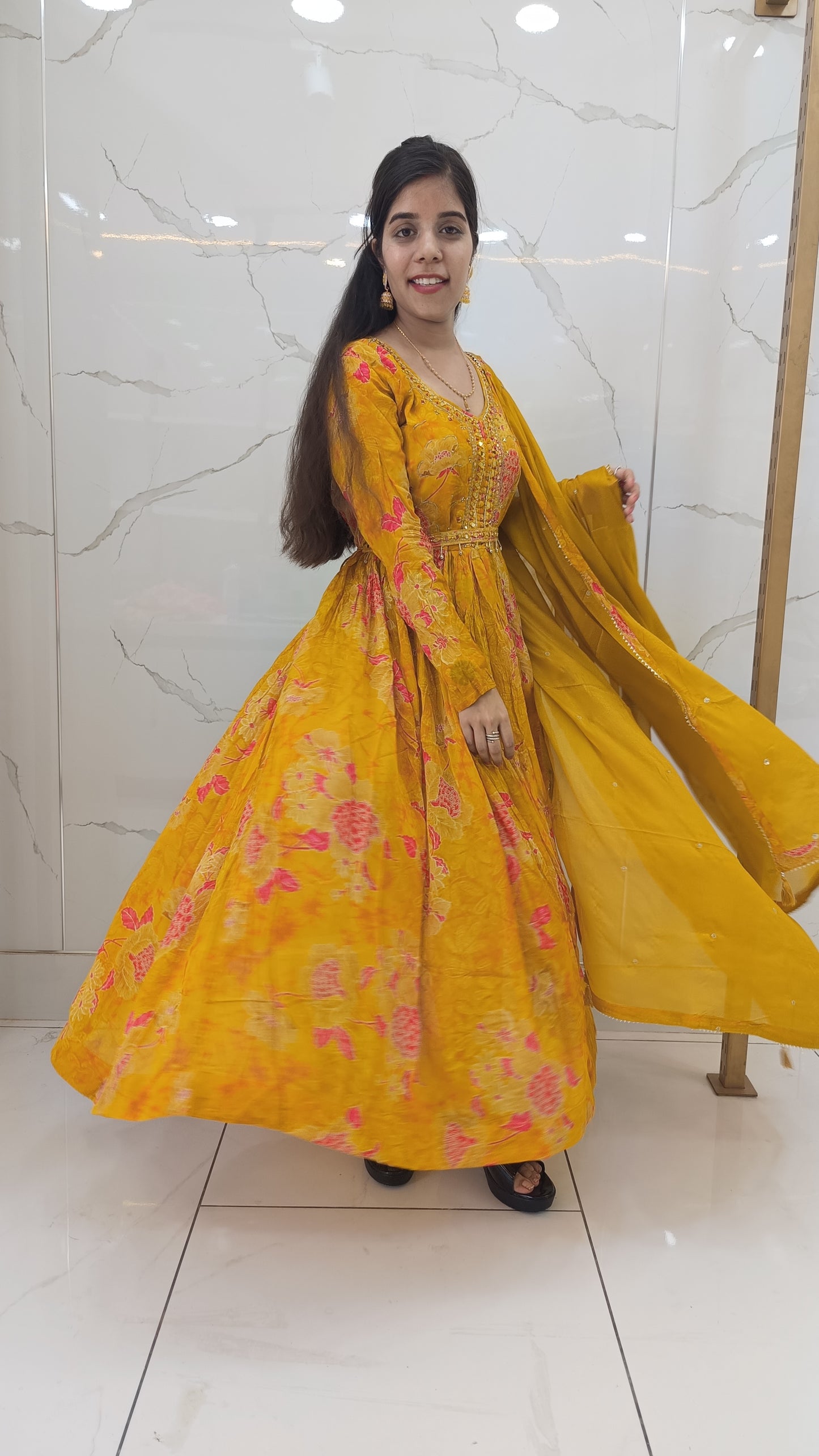 Women’s Yellow Anarkali Dress