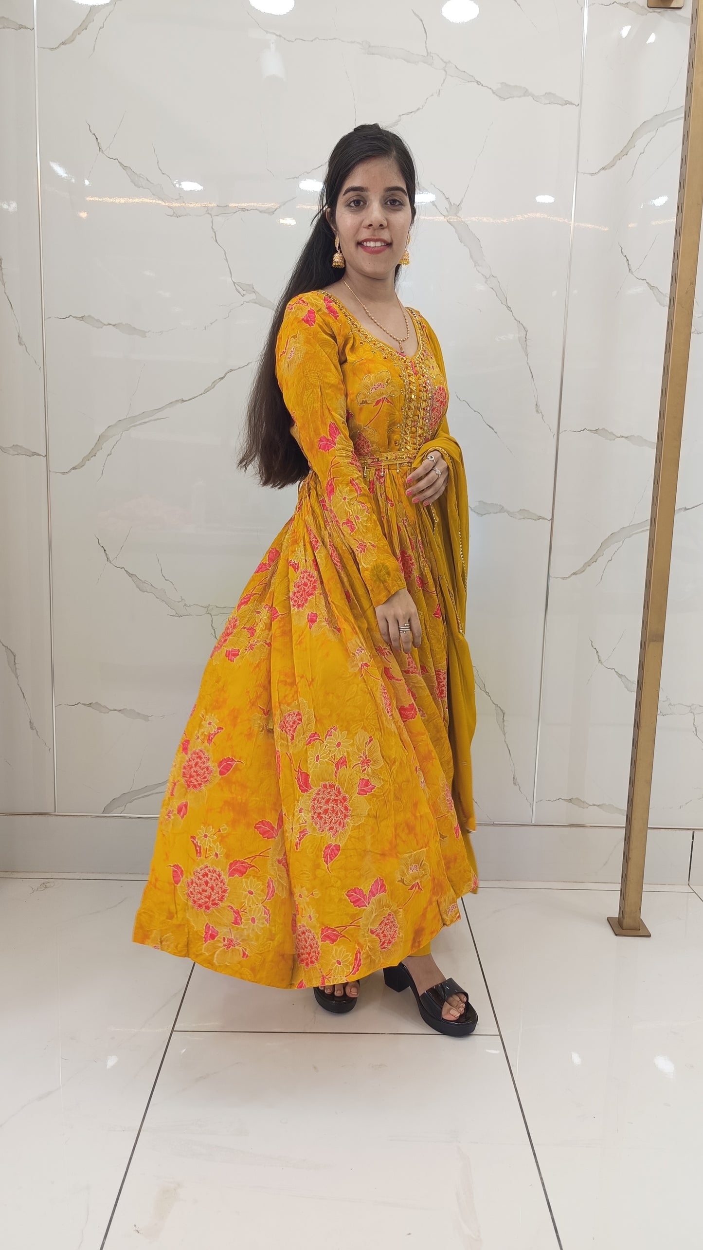 Women’s Yellow Anarkali Dress