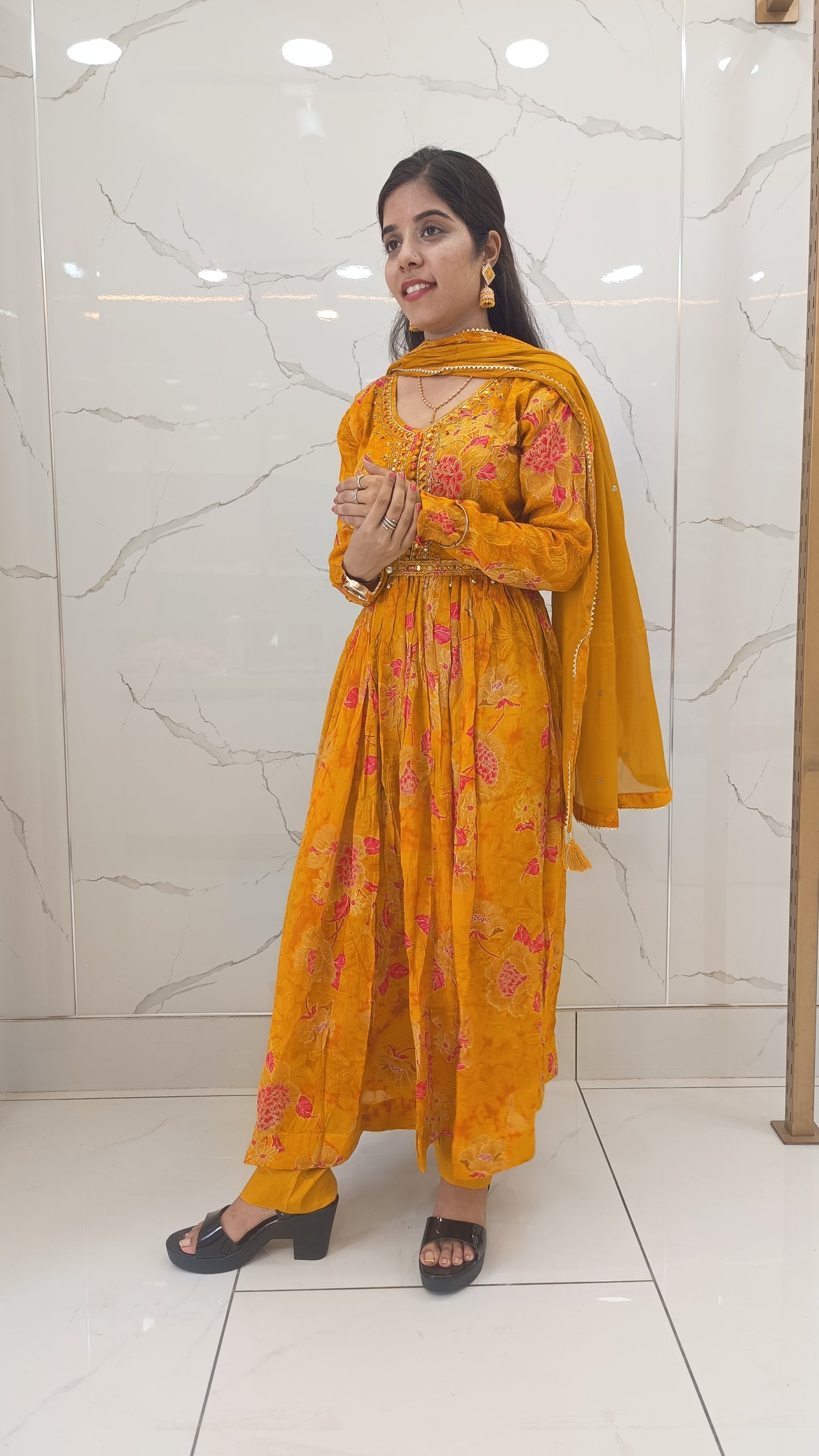 Women’s Yellow Anarkali Dress