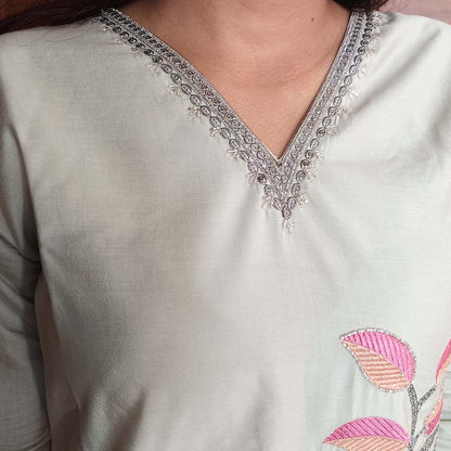 Bottle Gourd Pure Cotton Suit with Heavy Embroidery Work & Dupatta Set