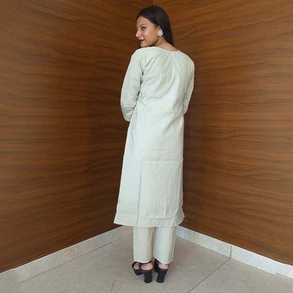 Bottle Gourd Pure Cotton Suit with Heavy Embroidery Work & Dupatta Set